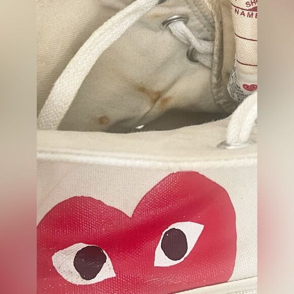 Come Des Garçons PLAY Converse Chuck Taylor Hidden Heart High Top Sneaker W11 M9 - Picture 14 of 15